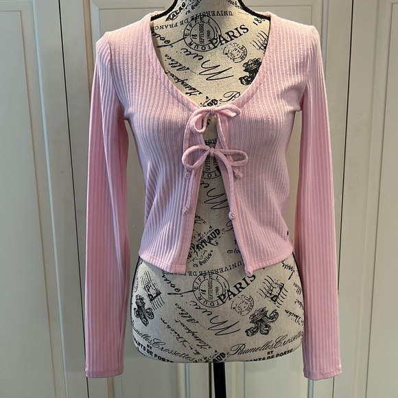 HOLLISTER DoubleTie-Front long sleeve Cardigan size XS - Picture 2 of 8